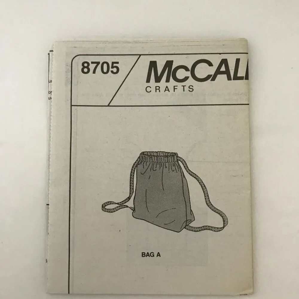 #8705 Mccalls accesories Bag tote, backpack sewing pattern